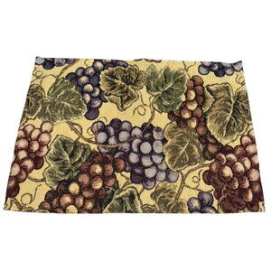 6 Vintage Handmade Woven Tapestry Placemat Grape Orchard